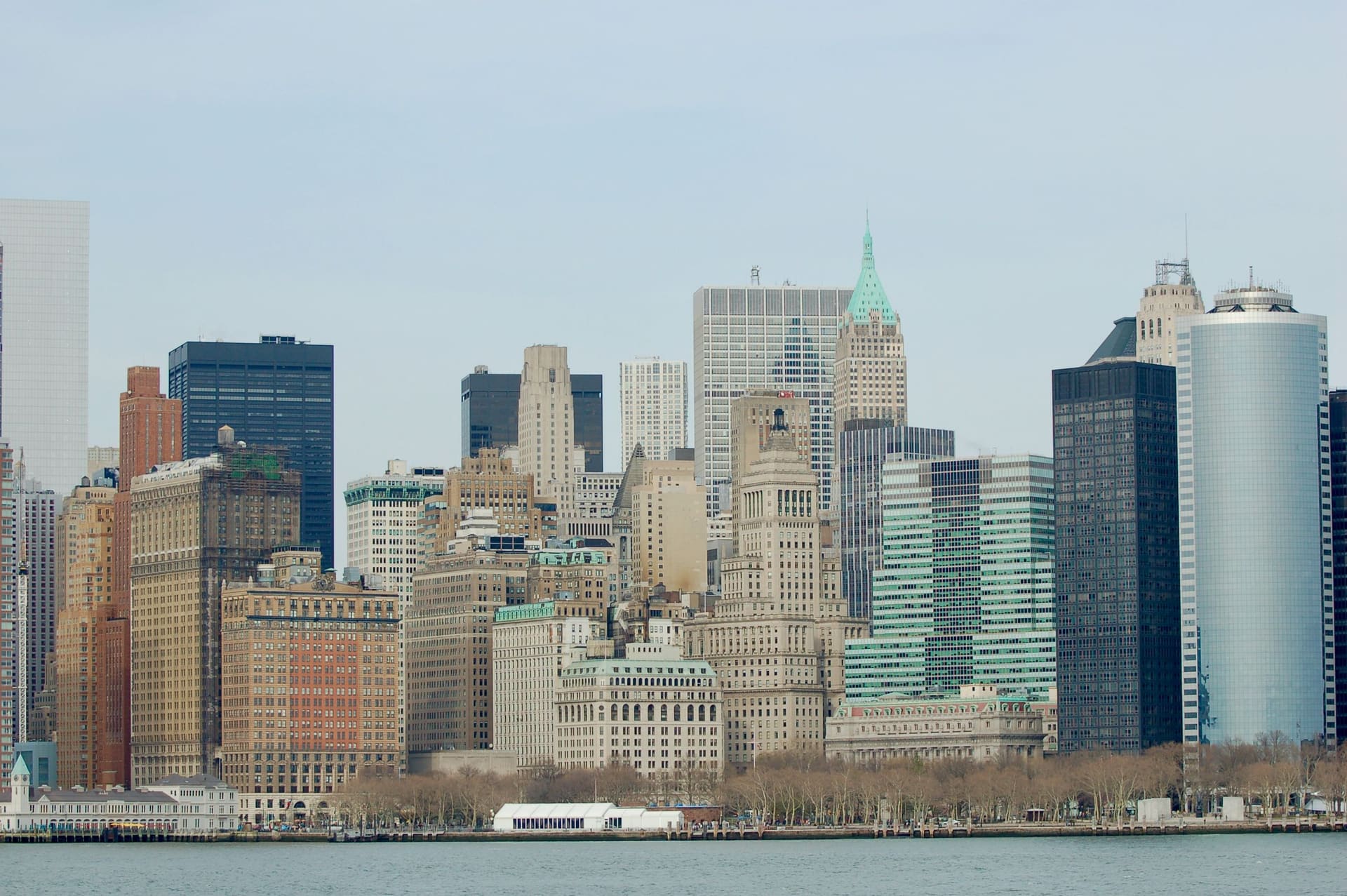 Manhattan skyline across the Hudson River by day